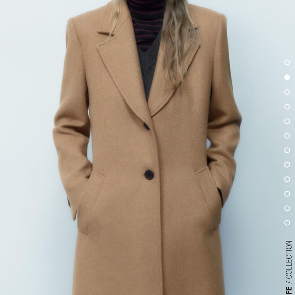 ZARA MANTECO FITTED WOOL BLEND CREAM COAT